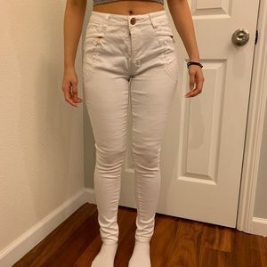 High Waisted White Jeans